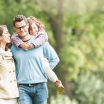 Family walking in park